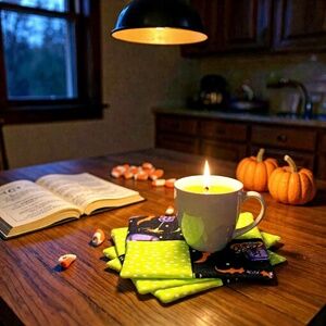 Halloween Handmade Patchwork Black and Purple Spider Coasters Set of 4